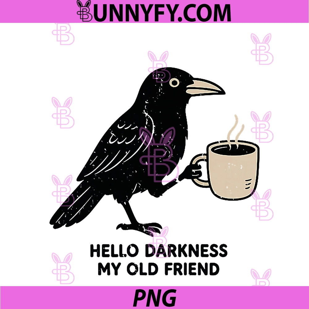 Raven Crow Coffee PNG, Funny Hello Darkness PNG