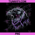 Raven Lightning Dark Animal Art PNG, Purple Electric Bird PNG