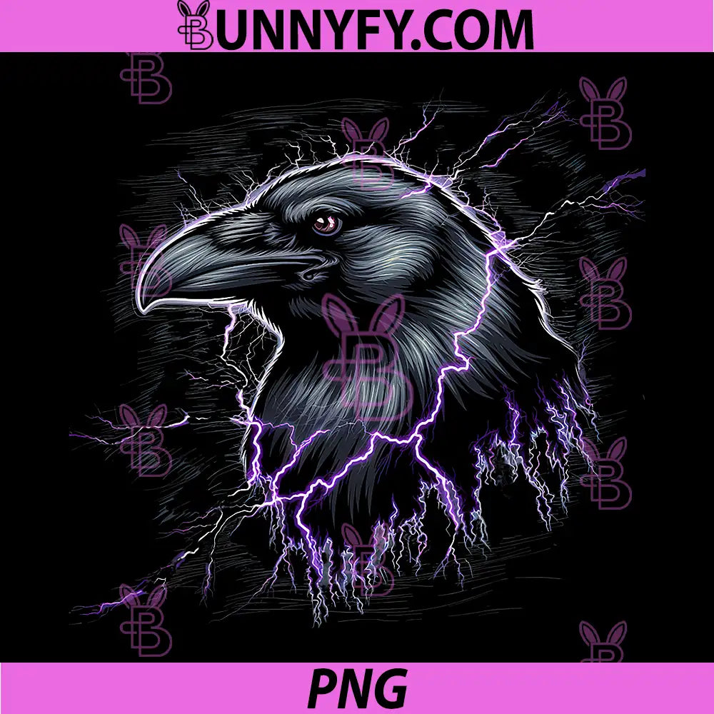 Raven Lightning Dark Animal Art PNG, Purple Electric Bird PNG