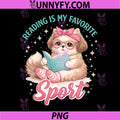 Reading is My Favorite Sport PNG, Funny Saying Cat and Book Lover PNG