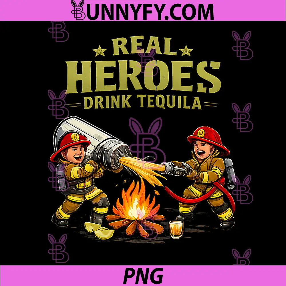 Real Heroes Drink Tequila PNG, Party Crew Firemen Joke PNG