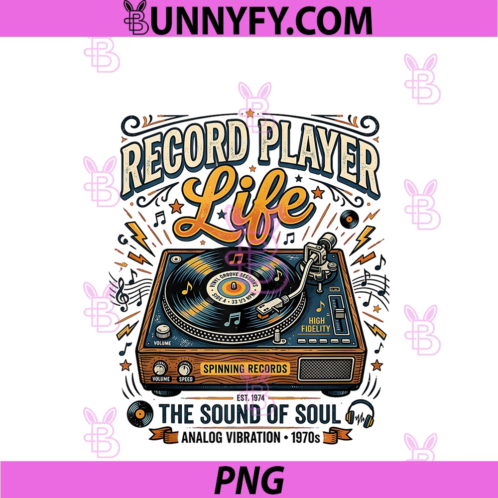 Record Player Vinyl Turntable Retro 1970s PNG, Music Graphic PNG