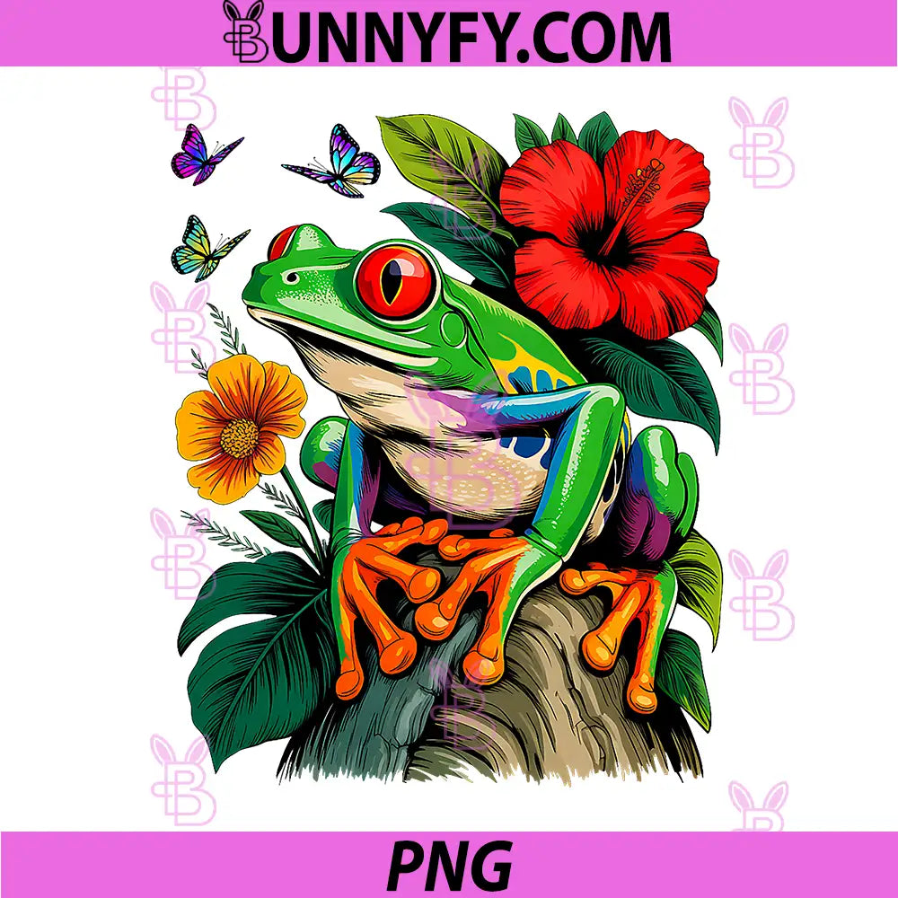 Red Eyed Tree Frog PNG, Colorful Tropical Rainforest Frog Art PNG
