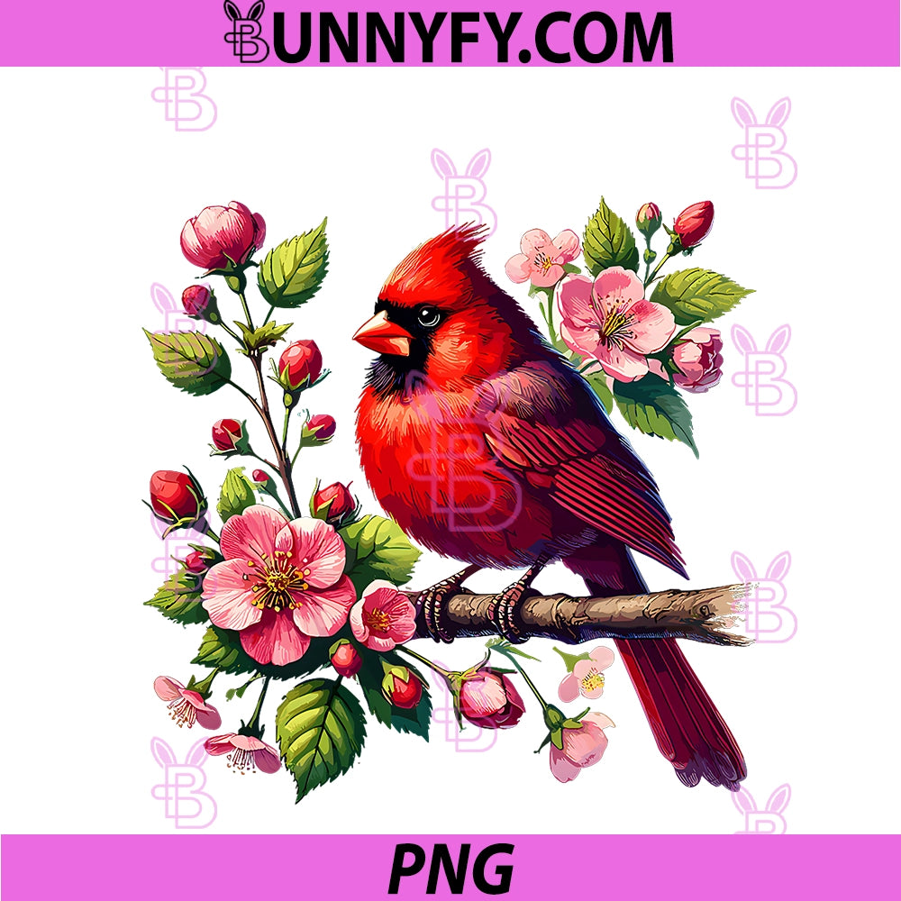 Red Cardinal Floral PNG, Cute Birdwatcher Bird Lover Birder PNG