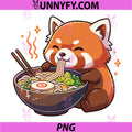 Red Panda with Noodles Ramen PNG, Kawaii Red Panda PNG
