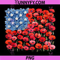 Red Poppy Flower American Flag PNG, Memorial Day Poppies PNG