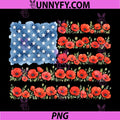 Red Poppy Flower American Flag PNG, Memorial Day Poppies PNG