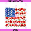 Red Poppy Flower American Flag PNG, Memorial Day Poppies PNG