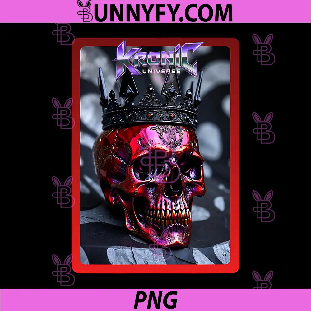Kronic Universe Red Skull King Artwork PNG, Dark Crown Skull Art PNG
