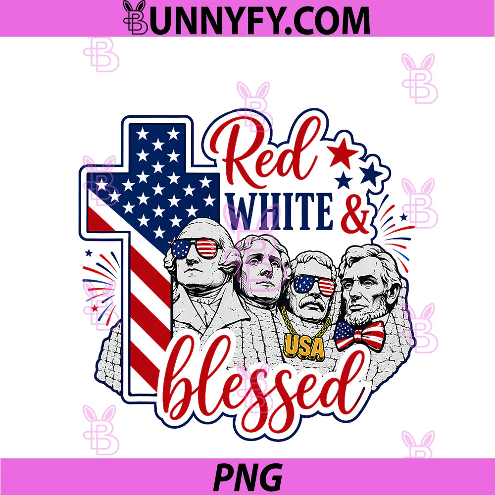 Red White And Blessed PNG, Patriotic Faith Inspired US America PNG