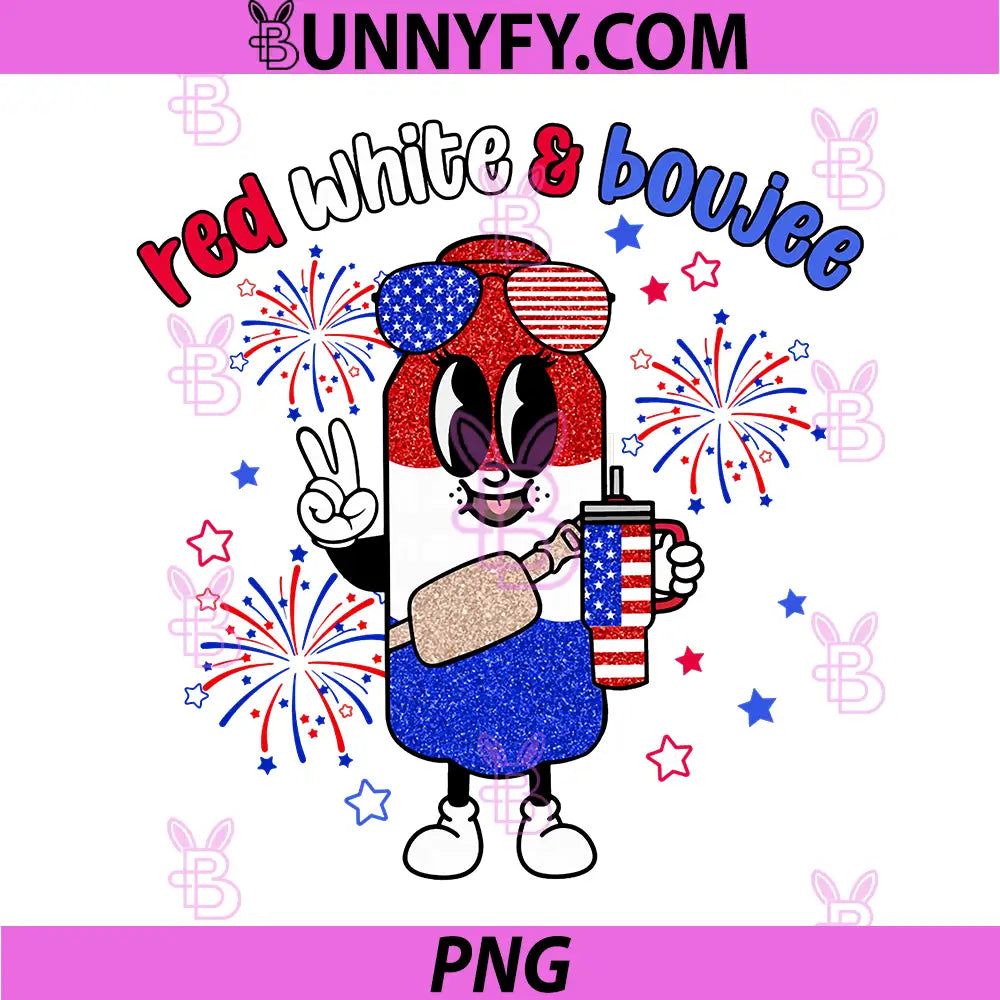 Red White And Boujee Funny PNG, 4th of July American Flag Tumbler PNG