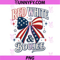 Red White And Boujee Patriotic PNG, Coquette Bow 4th July PNG
