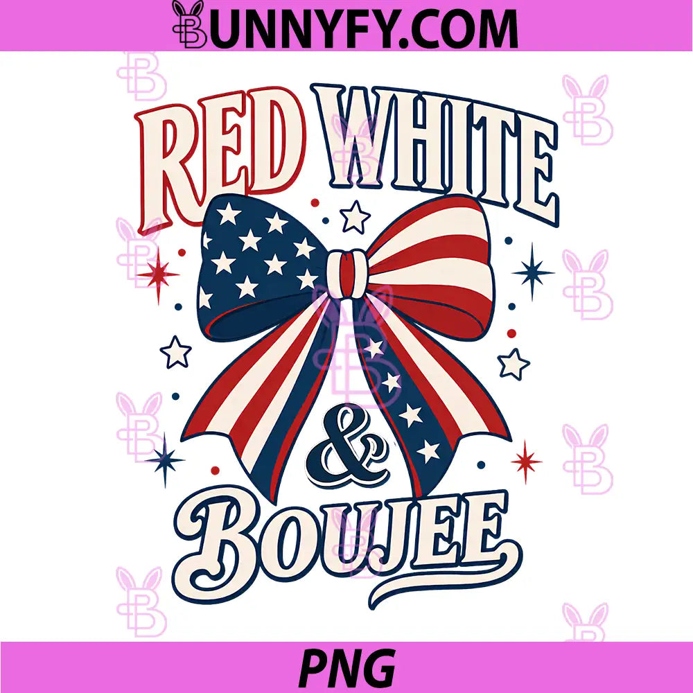 Red White And Boujee Patriotic PNG, Coquette Bow 4th July PNG