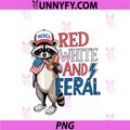 Red White And Feral PNG, Raccoon 4th Of July Performance PNG