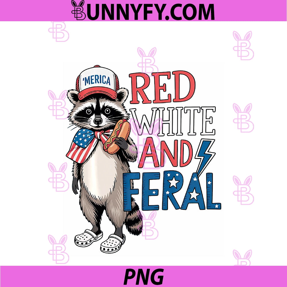 Red White And Feral PNG, Raccoon 4th Of July Performance PNG