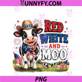 Red White And Moo Cow PNG, 4th July Farm Life Independence PNG