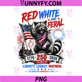 Red White Feral Raccoon PNG, America 250th Patriotic PNG