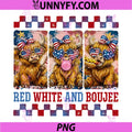Red White and Boujee Bow PNG, Highland Cow Patriotic 4th of July PNG