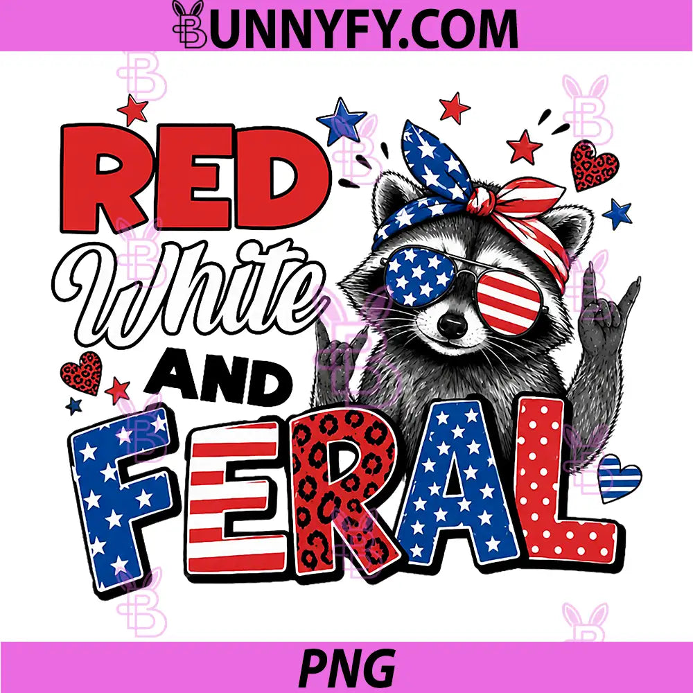 Red White and Feral Raccoon PNG, 4th of July Independence Day PNG