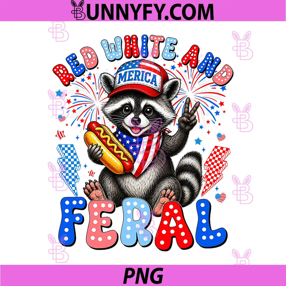 Red White and Feral USA PNG, Raccoon 4th of July Merica PNG