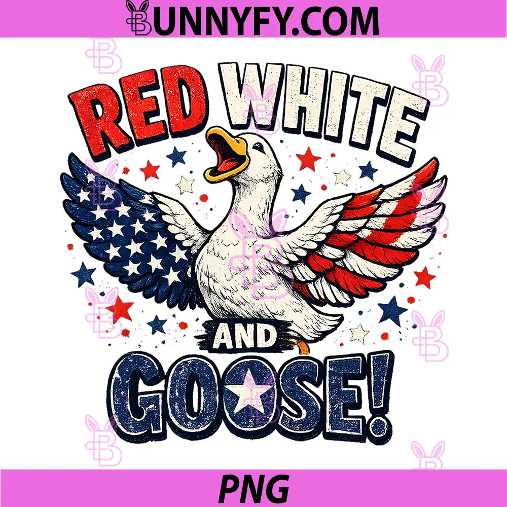 Red White and Goose Patriotic Fourth of July PNG, Funny USA Flag PNG