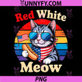 Red White and Meow Cat 4th of July PNG, Merica American Patriotic PNG