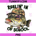 Reelin' in 100 Days of School PNG, Funny Camo Bass Fishing PNG