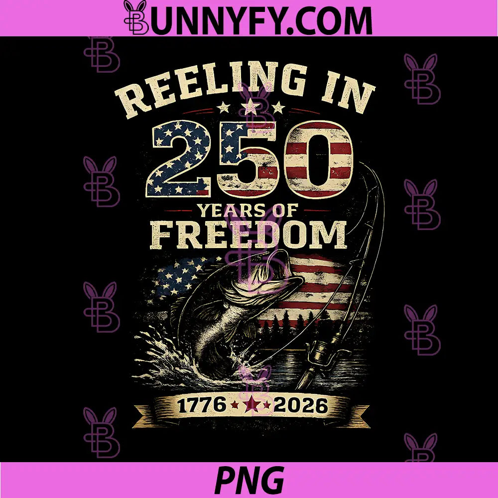 Reeling in 250 Years of Freedom PNG, Fishing USA 1776-2026 PNG