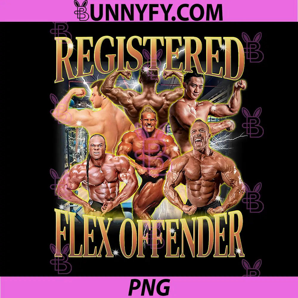 Registered Flex Offender PNG, Funny Workout Gym PNG, Meme Bodybuilder PNG