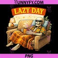 Relaxed Lazy Day PNG, Retro Humor Skeleton Design PNG