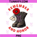 Remember and Honor Memorial Day PNG, Poppy Flower Military Boots PNG