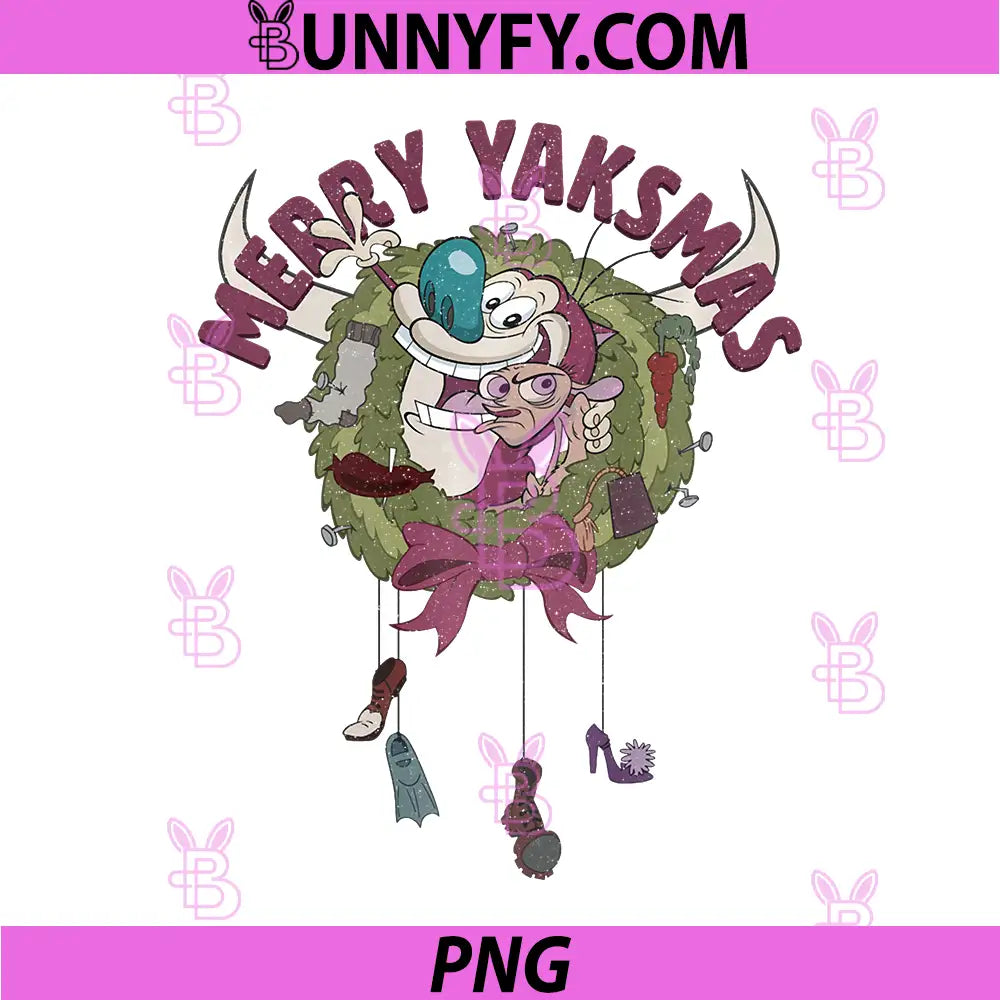Ren and Stimpy Christmas PNG, Wreath Merry Yaksmas Performance PNG