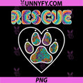 Rescue Dog PNG, Paw Heart Tie Dye Lover Design PNG