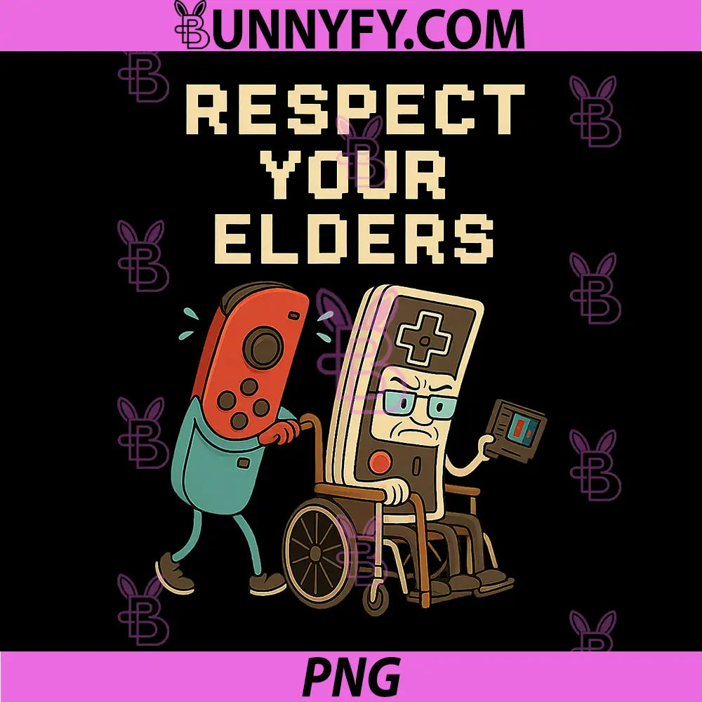 Respect Your Elders PNG, Retro Gaming Funny Gamer Controller 80s PNG