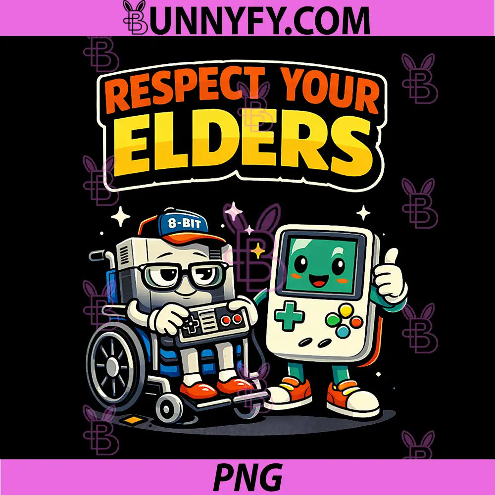 Respect Your Elders Retro PNG, Gaming Funny Gamer Controller 80s PNG