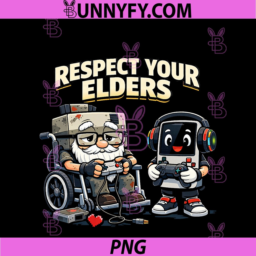 Respect Your Elders Retro Gaming PNG, Funny Gamer Controller 80s PNG
