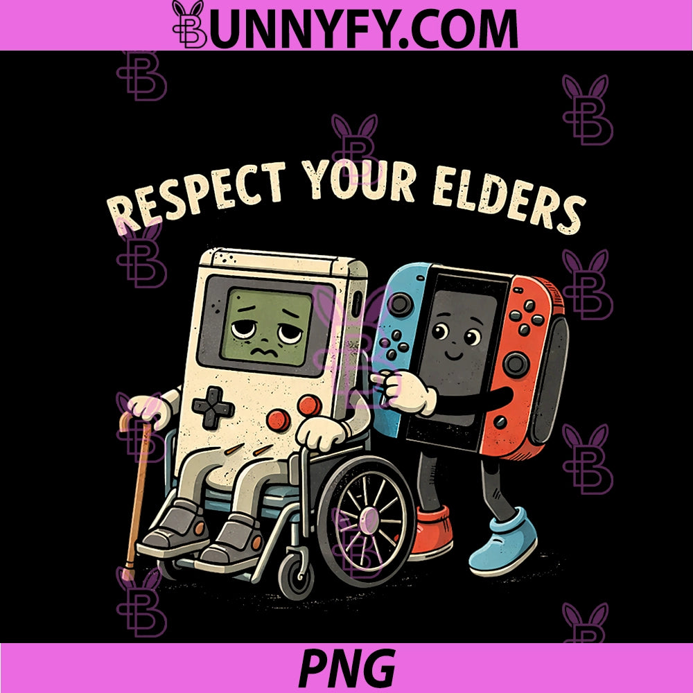 Respect Your Elders Retro Gaming PNG, Funny Gamer Controller 80s PNG