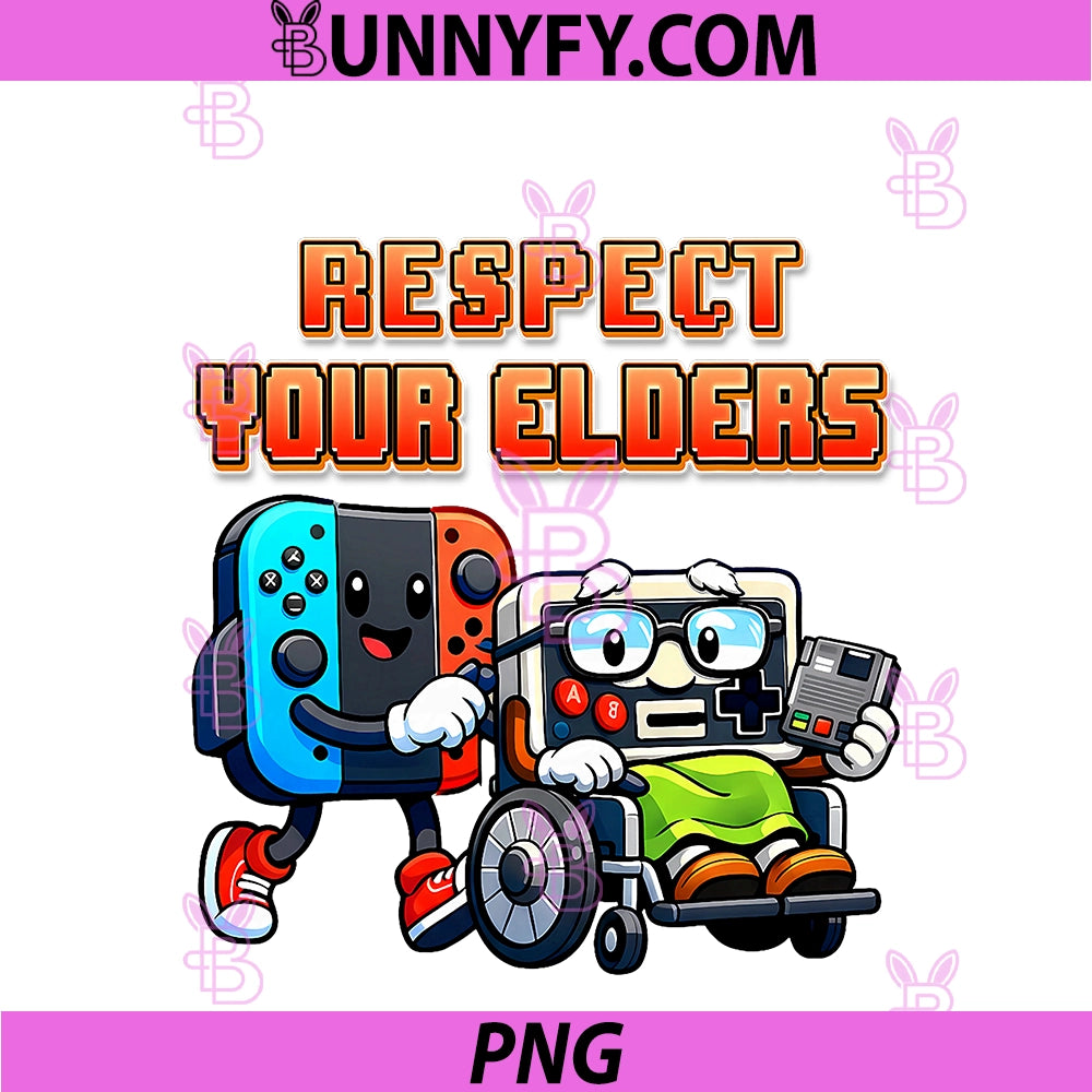 Respect Your Elders Retro Gaming  PNG, Funny Gamer Controller 80s PNG