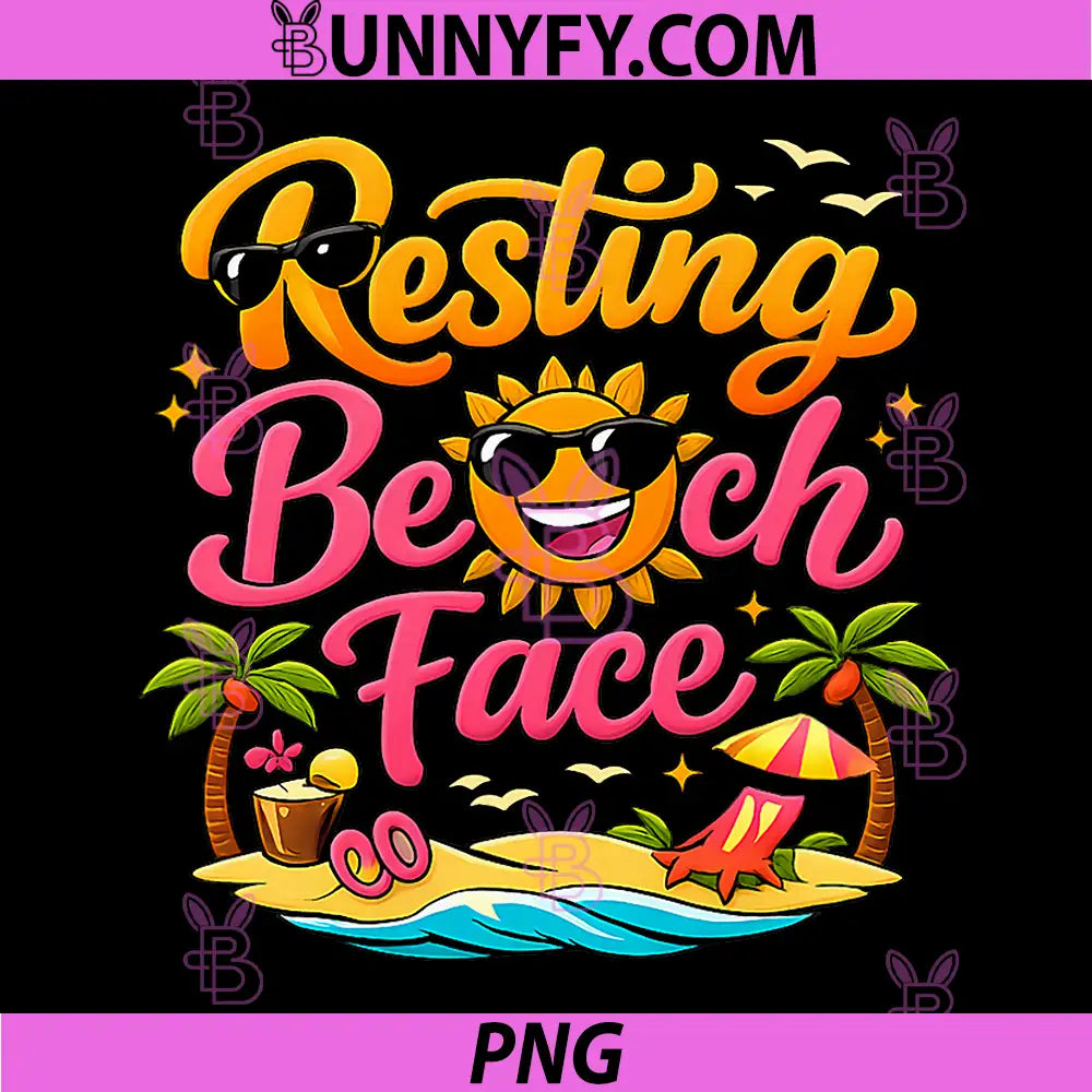 Resting Beach Face PNG, Permanent Vacation Party Graphic PNG