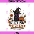 Resting Witch Face PNG, Fall Black Cat Pumpkin Autumn Halloween PNG