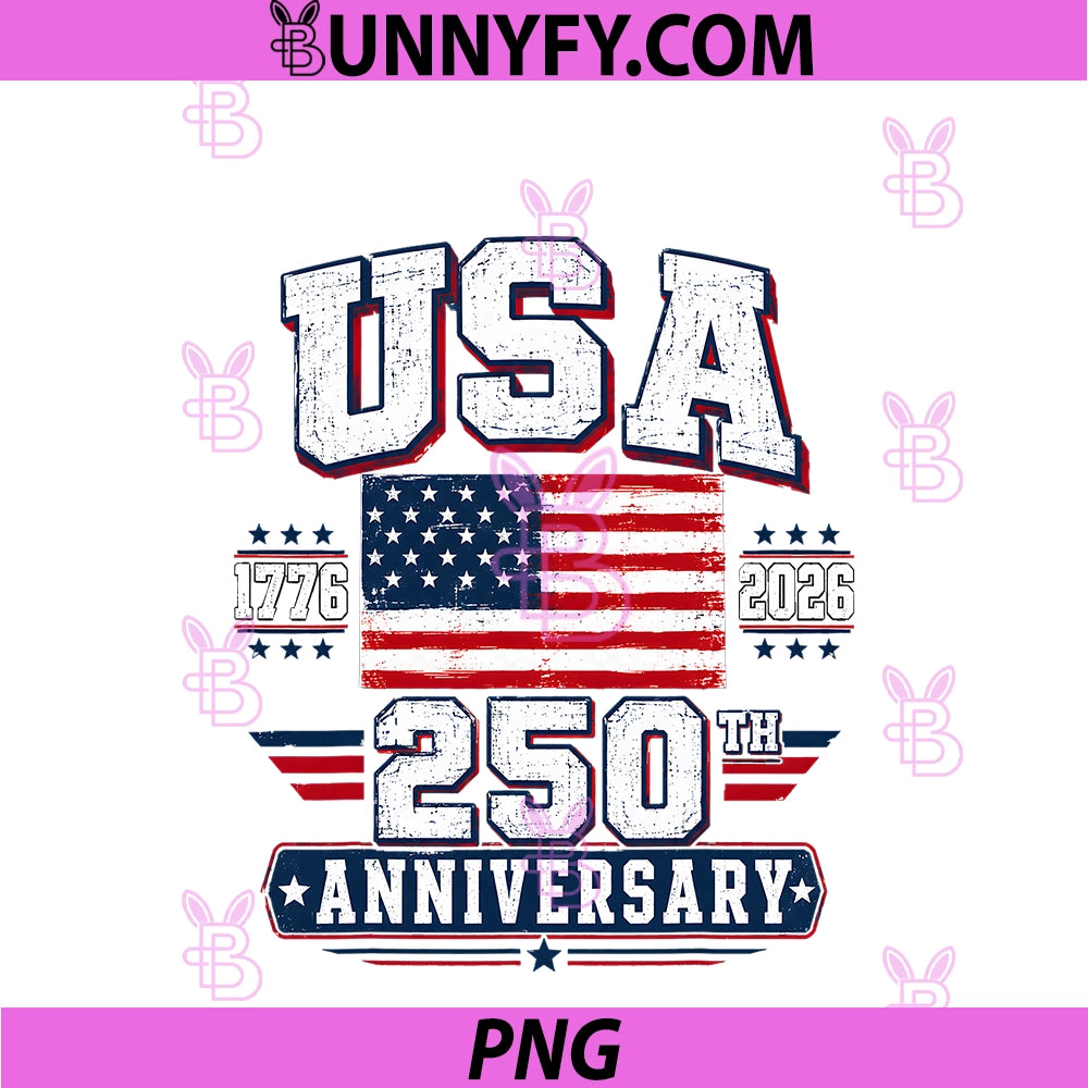 Retro 250th PNG, Anniversary America Flag 250 Year Tee PNG