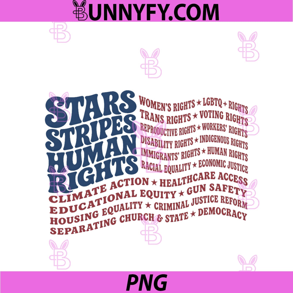 Retro 4th Of July PNG, Stars Stripes And Human Rights USA Flag PNG