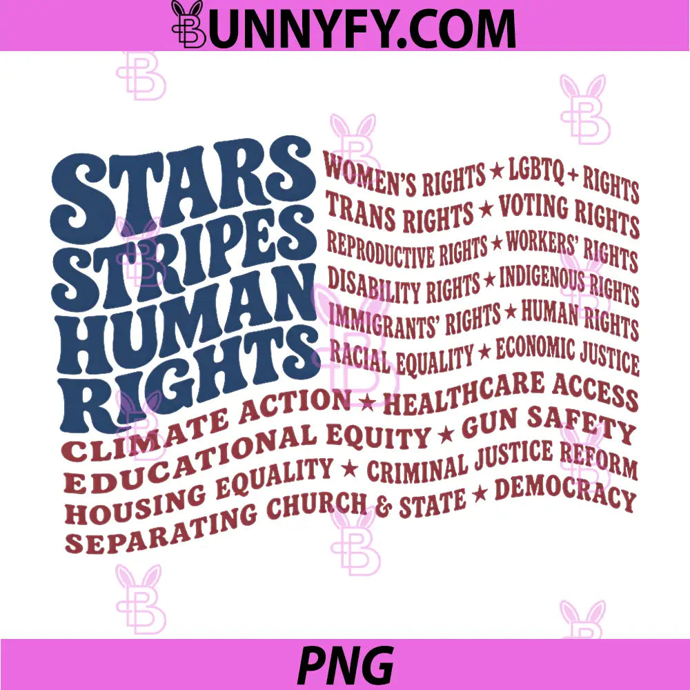 Retro 4th of July Stars PNG, Stripes and Human Rights USA Flag PNG