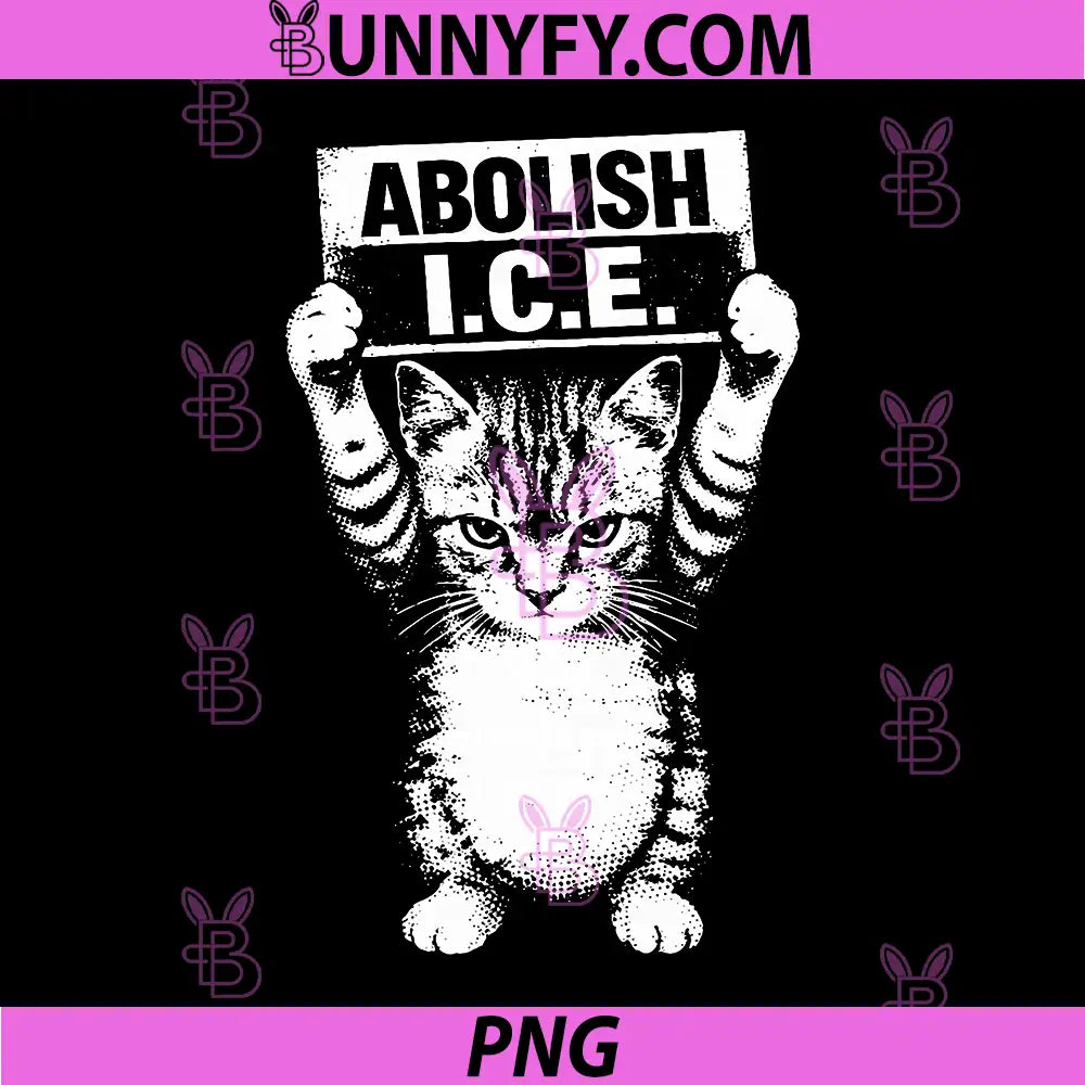 Retro Abolish ICE PNG, Funny Cat Abolish ICE Meme PNG