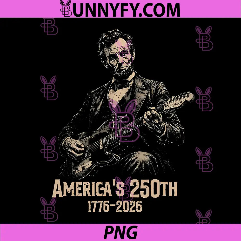 Retro Abraham Lincoln Guitar PNG, Music 4th July 250th Anniversary PNG