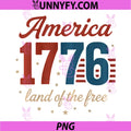 Retro America 1776 Land of The Free PNG, 4th of July Patriotic PNG