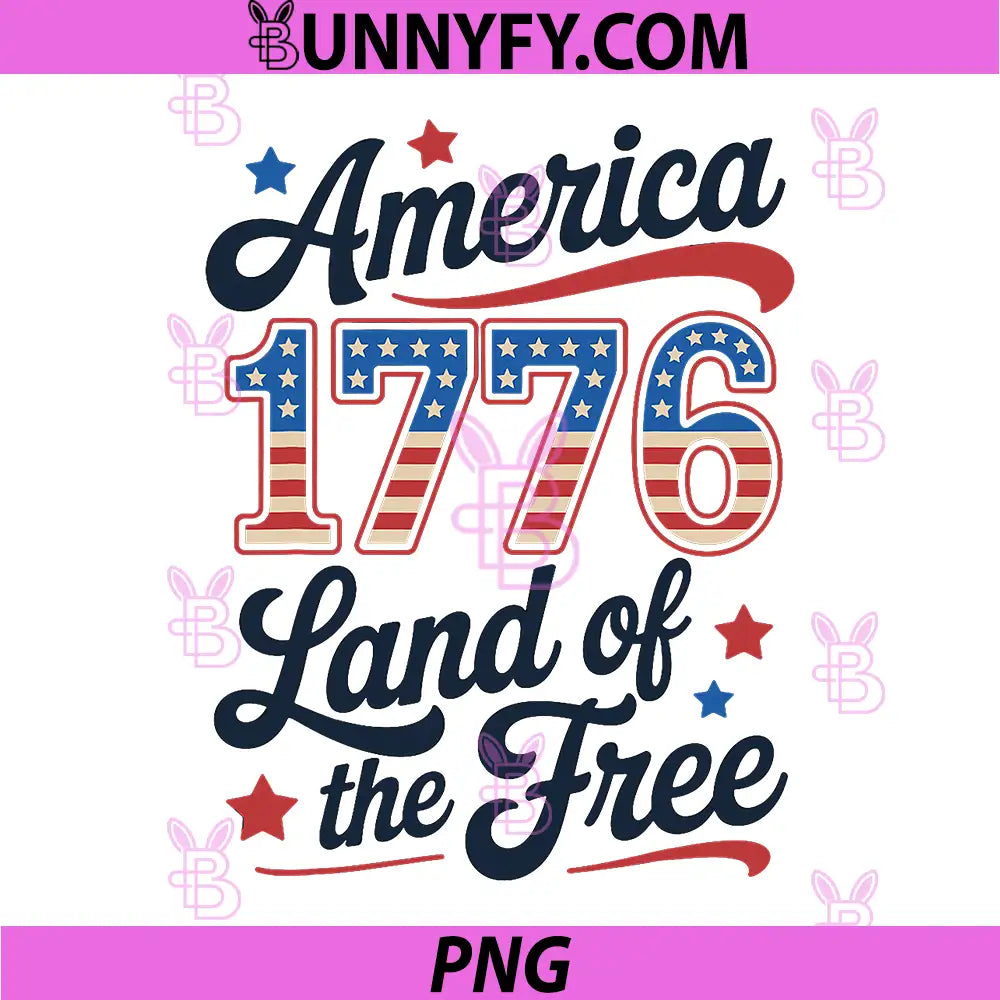 Retro America 1776 Land of The Free PNG, 4th of July PNG