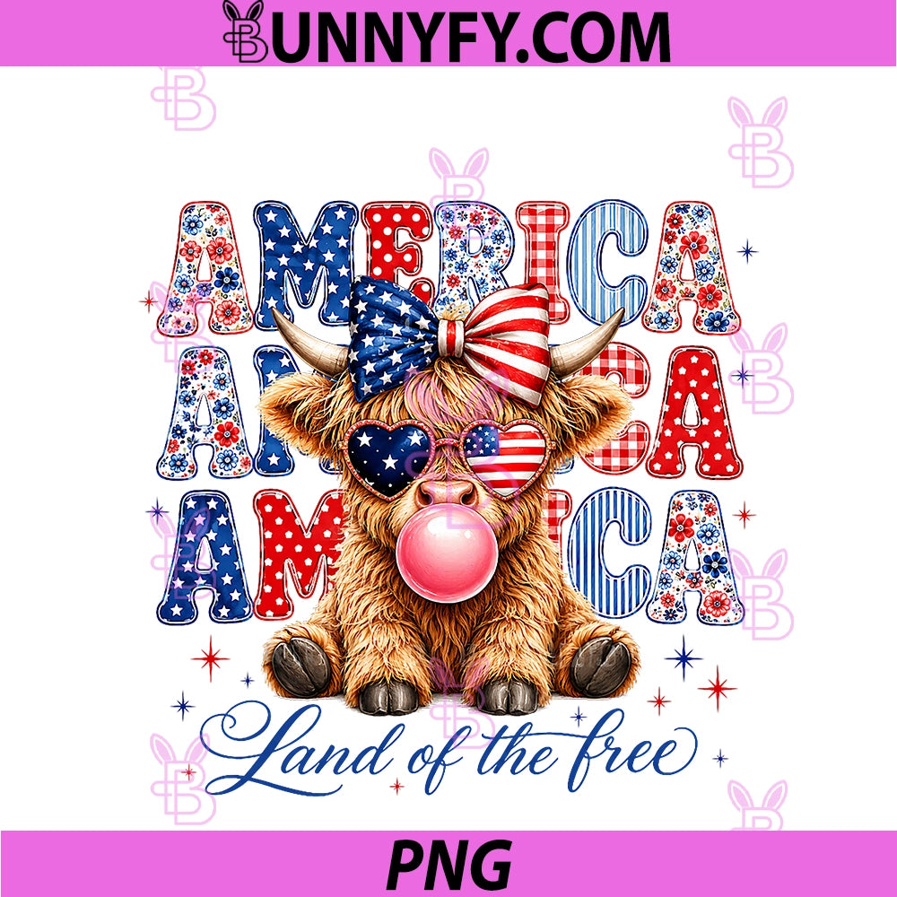 Retro America Land Of The Free PNG, Bubblegum Cow Bovine PNG