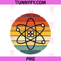 Retro Atom Science Car Lover PNG, Stem Circle Logo Vintage Strips PNG