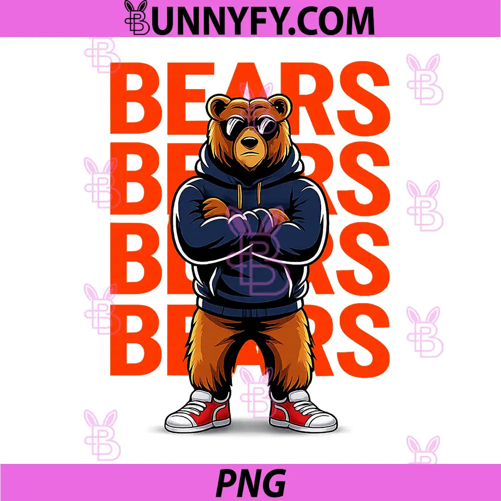 Bears Hoodie Bear Character Illustration PNG, Retro Cool Bear Design PNG